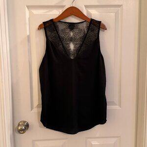 Black Express Lace Top V Neck Sleeveless Blouse Tank Top Size Medium